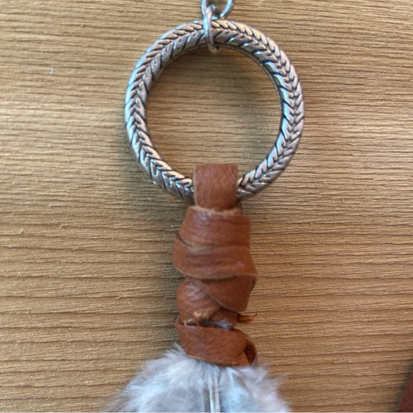 Earrings - Feather and suede leather with silver hoop and French hook ~6” - NWOT - Picture 3 of 5